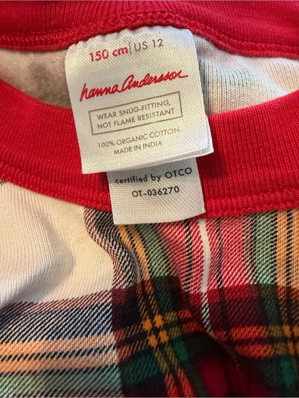 Hannah Anderson Red Plaid Long Sleeve Top with Crew Neck